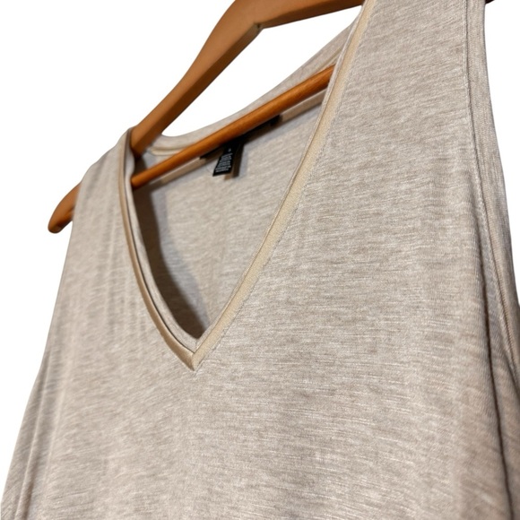 White House Black Market Beige Ruched Satin Trim Women’s Large Tank Top - Picture 2 of 8